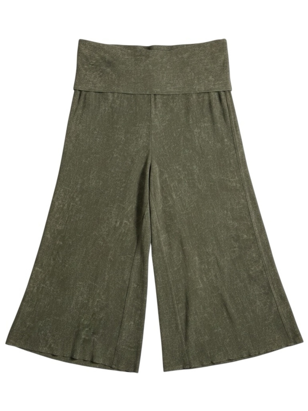 Petit Pois by Viviana G Green Wide Leg Crop Fold Over Pull On Size XL